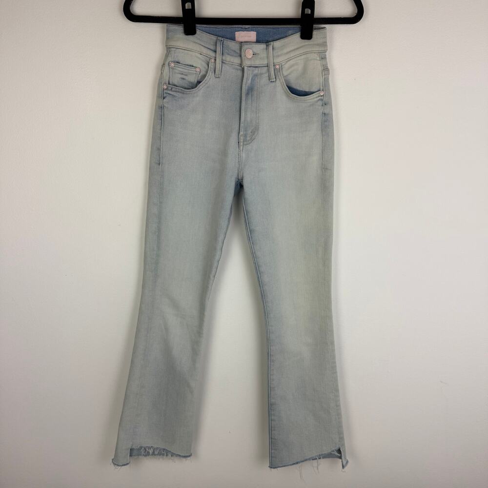 MOTHER Womens The Insider Crop Step Fray High Rise Casual Light Wash Jeans 25